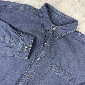 Sun River Mens 2XL Blue Denim Long Sleeve Button Down Shirt 100% Cotton